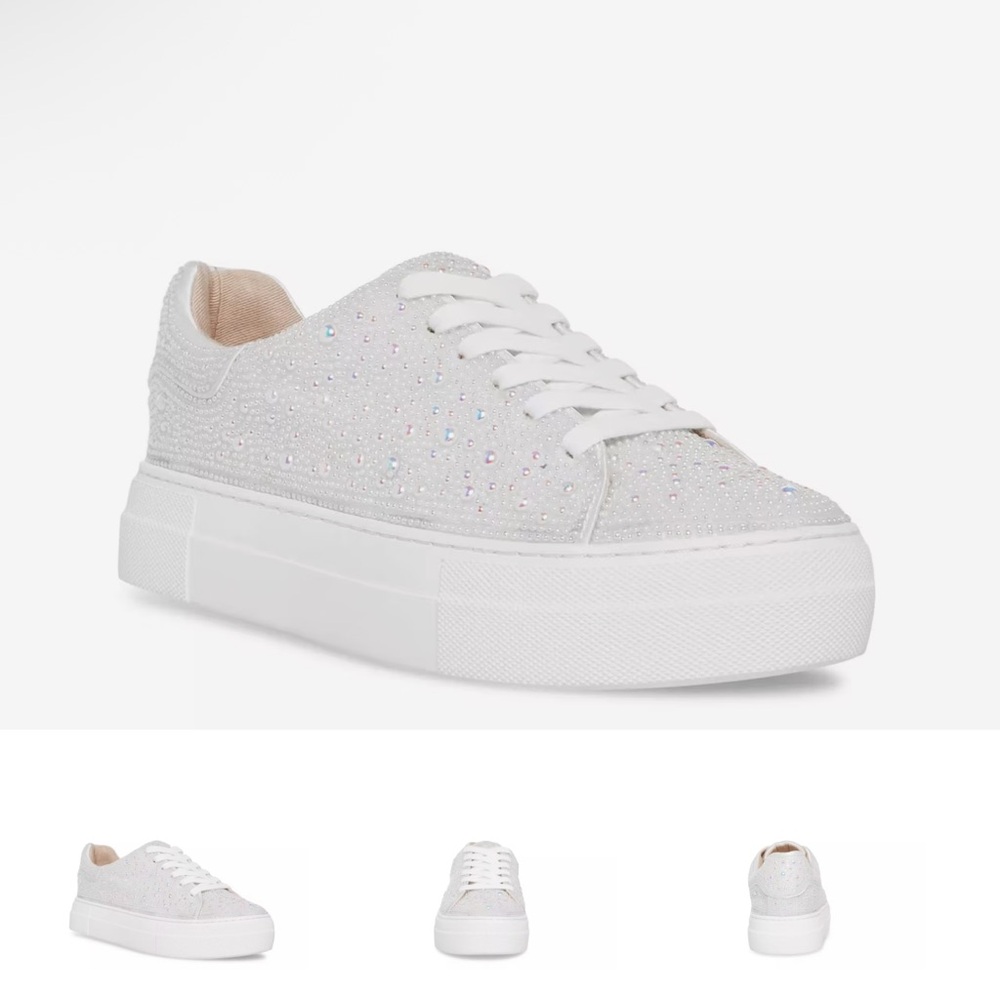 Betsey Johnson White Sparkle Sneakers